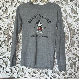 Disney Gray Long Sleeve Tee with Mickey Mouse